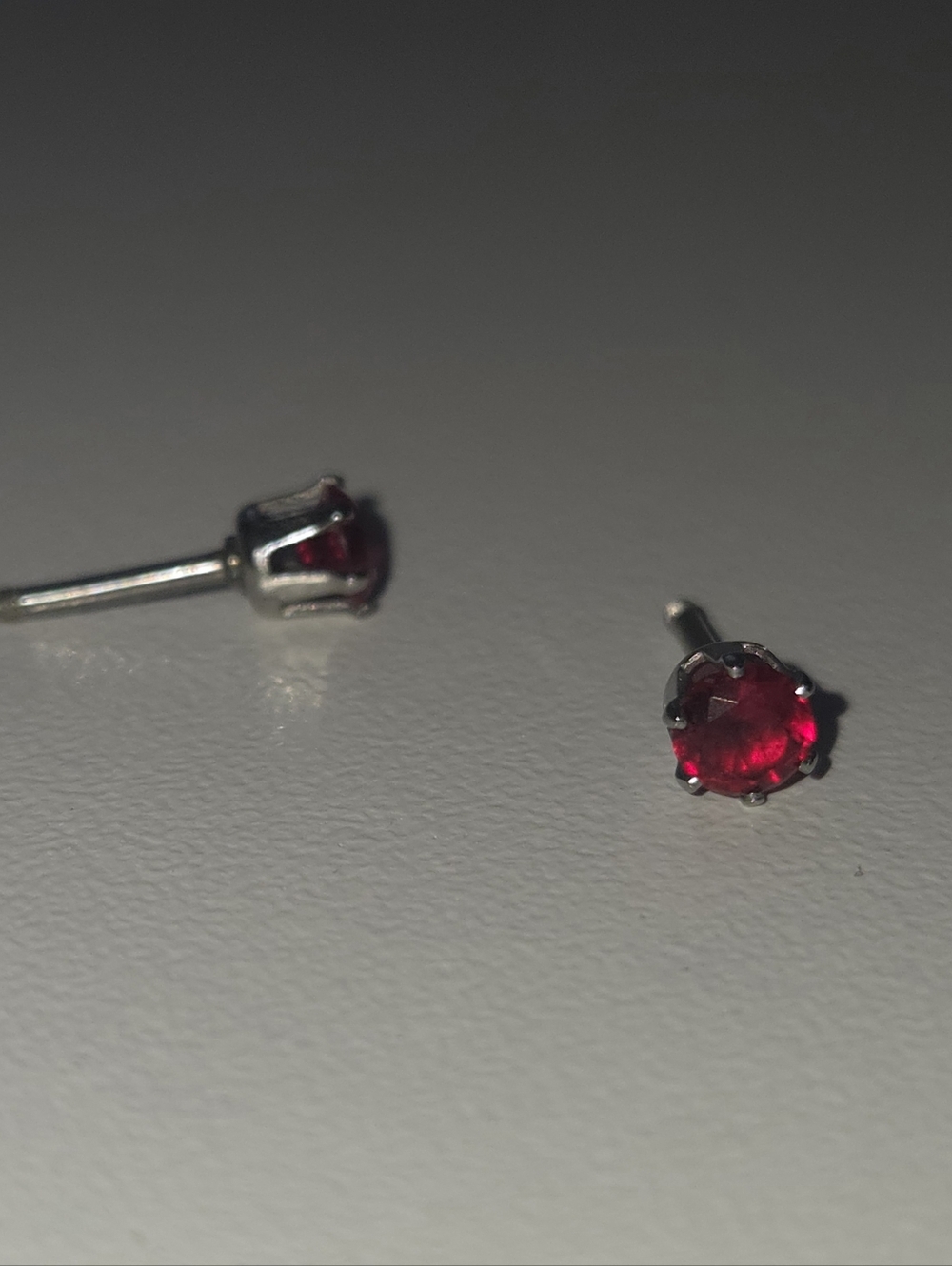 Red Gem Stud Earrings - Picture 2 of 2